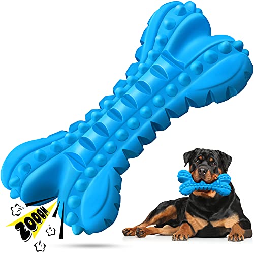 LEGEND SANDY Dog Toys for Aggressive Chewers Large Breed, Durable Dog Bones Squeaky Chew Toy, Nearly Indestructible Dog Toys for Large, Tough Natural Rubber Puppy Chew for Medium Teeth Cleaning - color: Bone-Blue