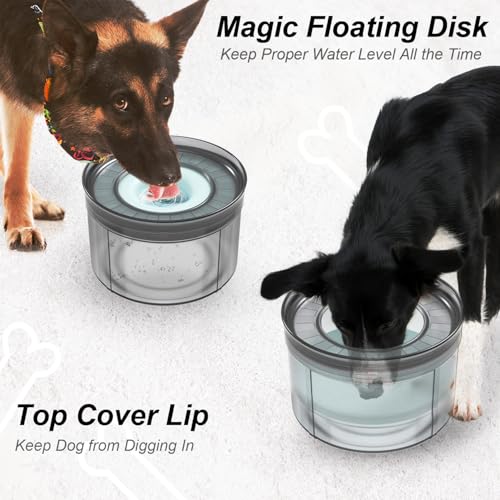 Techphardo 1Gallon No Spill Dog Water Bowl-3.8L Large Capacity, BPA-Free, Anti-Splash & Anti-Digging Design with Non-Slip Base for Messy Drinkers - color: Sapphire