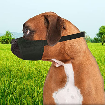 Four Paws Walk-About Quick-Fit Short Snout Adjustable Dog Muzzle for Medium Dogs, Washable & Breathable, Black, 1 Count - size: 3-Medium Short Snout