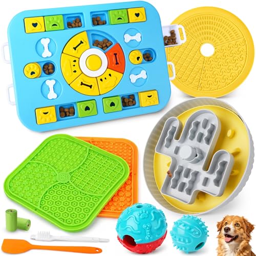 Forfon 10 Pack Complete Dog Puzzle Toy Set for All Breeds, Upgraded Enrichment Toys with Lick Mat & Slow Feeder Bowl, Suction Cup Design, Keeps Dogs Busy & Mentally Stimulated - color: Expert Dog Puzzle Toys