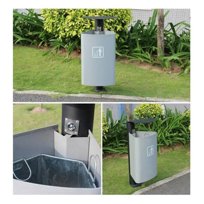 Dog Poop Trash Can Outside, Stainless Steel Trash Can Removable Inner Bucket Easy to Install