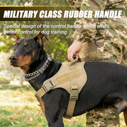 Tactical Dog Harness for Medium Large Dogs,No-Pull Dog Harness, Smart Fit Reflective Pet Walking Harness for Training,Dog Vest Harness with Handle (M (Neck:18"-23" ; Chest:22"-28") 30-55lb) - size: M (Neck:18"-23" ; Chest:22"-28") 30-55lb