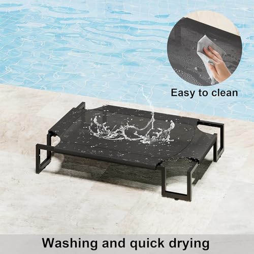 Elevated Dog Bed for Medium Sized Dogs,Raised Outdoor Dog Cot with Washable Cover,Breathable Teslin Mesh,Waterproof Cooling Pet Bed Indoor & Outdoor,No-Slip Feet,Black 90×65×21cm - size: M 90L×65W×20H cm