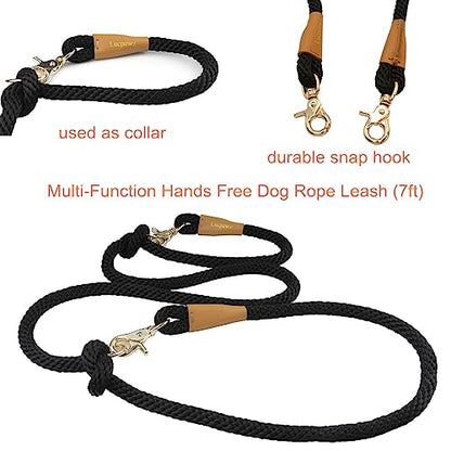 7FT Hands Free Dog Leash, Waist Dog Leash for Walking Running - color: Black