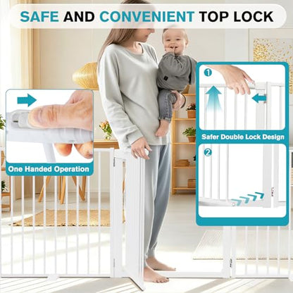 Snagle Paw Extra Wide Dog Gate,Free Standing Dog Fence with Door, Up to 156 Inch Wide Pet Gate with Support Feet for Stairs, Hallways, Doorways, Yard (White, 6 Panels) - size: Up to 156" W, 6 Panels, White