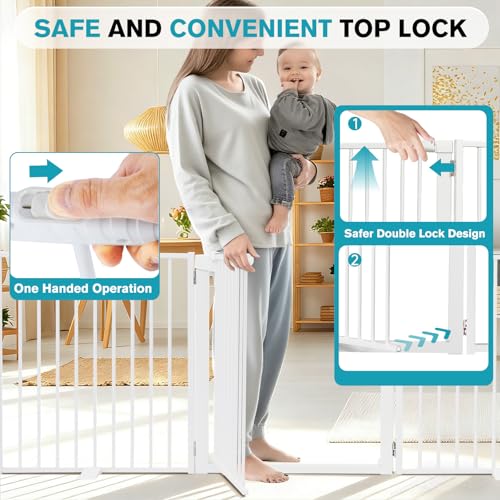 Snagle Paw Extra Wide Dog Gate,Free Standing Dog Fence with Door, Up to 208 Inch Wide Pet Gate with Support Feet for Stairs, Hallways, Doorways, Yard (White, 8 Panels) - size: Up to 208" W, 8 Panels, White