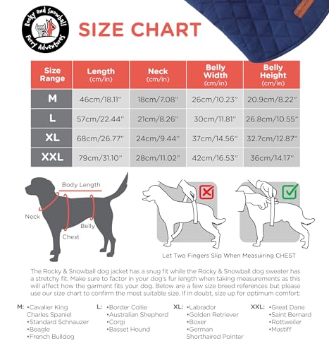 Rocky 2-in-1 Reversible Dog Jacket - Waterproof Snow Coat for Medium & Large Dogs - color: Navy, size: Medium