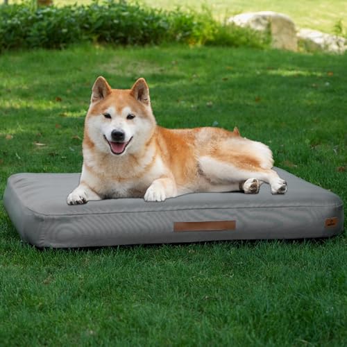 ABCPET Outdoor Inflatable Dog Bed for Small Dogs, Winter Outdoor Travel Dogs Met with Removeable Cover, Inflated Dog Bed Waterproof Summer Pet Mat with Anti-Slip Bottom, Rock Grey, 36x27 inch - color: Rock Grey, size: L-36.0"L x 27.0"W