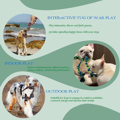 Dog Rope Toy, 3-Pack, Large | Heavy Duty, Tough Chew Toys, Durable Interactive Tug of War, Teeth Cleaning, For Large and Medium Aggressive Chewers - size: Large