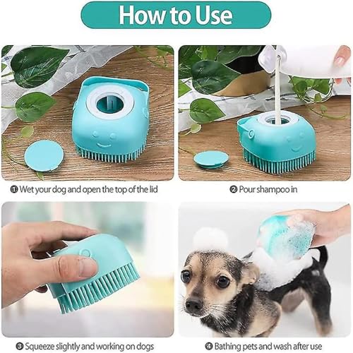 HEALTHYPAWS 2PCS Dog Grooming Brush Set | Pet Bath Hair Remover Glove with Adjustable Ring Handle for Short & Long Hair