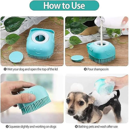 HEALTHYPAWS 2PCS Dog Grooming Brush Set | Pet Bath Hair Remover Glove with Adjustable Ring Handle for Short & Long Hair