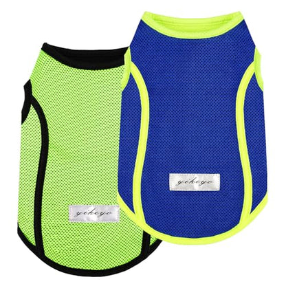 2 Pack Dog Clothes,Dog Shirts for Small Dogs,Quick Dry Dog Vest Boy Girl Summer, Puppy T-Shirt with Reflective Strip,Sun Protection Sleeveless Cool Breathable Pet Apparel(Green and Blue, XS) - color: Green and Blue, size: X-Small (Chest 12.2 in)
