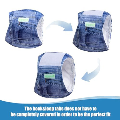 Wegreeco Jeans Washable Male Dog Diapers (Pack of 3) - Washable Male Dog Belly Wrap (X-Small) - color: Blue Jeans, size: X-Small (Pack of 3)