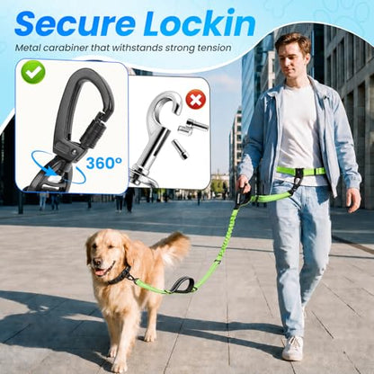 Hands Free Waist Dog Leash, 6-8FT Bungee Leash for 40-125lbs Dogs Walking - color: 1 Dog – Sunset Red