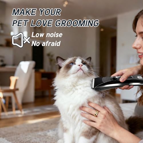 Tife Dog Clipper Low Noise, Dog Grooming Kit with Rechargeable, Pet Shaver Cordless Electric Quiet Hair Clipper (Black-tp9980) - color: Black-tp9980
