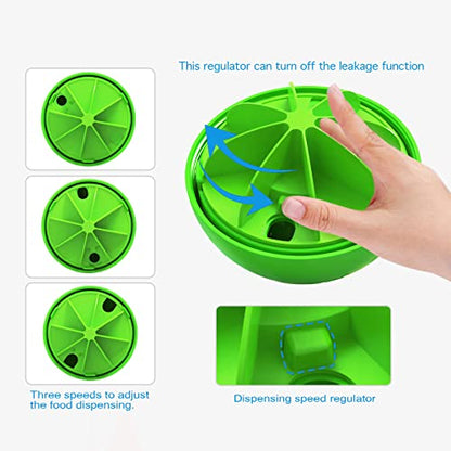 Dog Treat Ball, Dog Food Puzzle Slow Feeder Interactive Squeaky Mental Stimulation Toys, Dog& Cat Treat Dispenser Puzzle Toys Active Rolling Balls for Medium/Large Dog Breeds - color: Green
