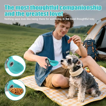 Portable Dog Water Bottle 10oz Stainless Steel Travel Dog Water Dispenser with Bowl No-Spill Puppy Water Bottle for Walking Hiking Small Dog Water Bottle - color: Blue