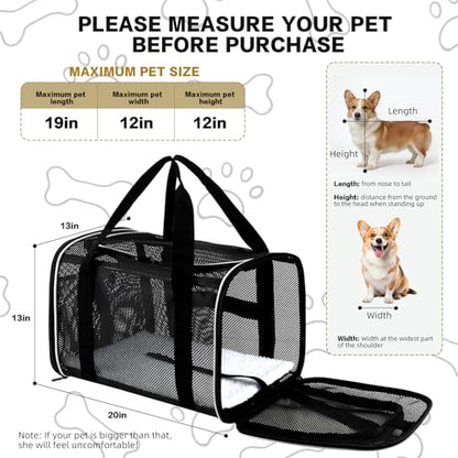 Cat Carrier, Soft-Sided Pet Carrier Bag, Breathable Mesh, Black (White, 20 * 13 * 13) - color: white, size: 20.0"L x 13.0"W x 13.0"H