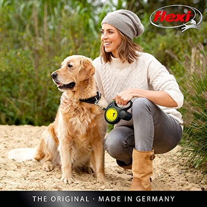FLEXI New Neon Tape Retractable Dog Leashes for Small Dogs Upto 33 lbs. –16 ft.,Neon Yellow/Black | Tangle Free Pet Walking Leash with One-Handed Brake,Pause,Lock | German Quality Product (Pack of 12) - color: Yellow/Black, size: Small (Pack of 12)