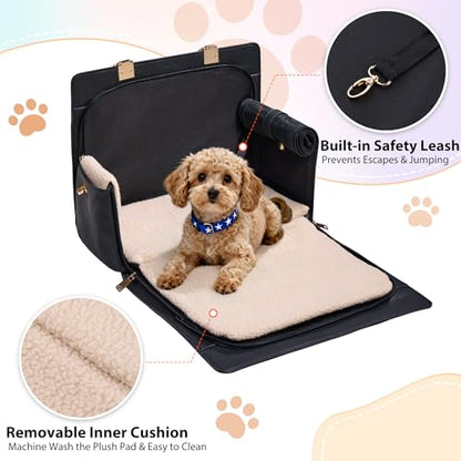 Dog Purse Carrier for Small Dogs, Stylish Foldable Pet Carrier Purse Tote Bag with Washable Cushion & Safety Leash, Airline Approved Puppy Travel Bag with Pockets (Black) - color: Black