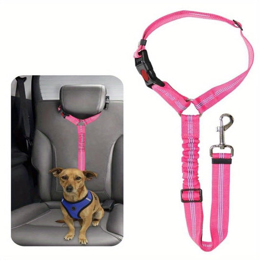 Elastic Retractable Dog Leash for Car Belts 1 Pack - Adjustable Pet Safety Tether for Vehicle Travel, Hands-Free Dog Restraint for Backseat，Pink - color: pink
