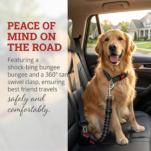 2-Pack Reflective Retractable Pet Seat Belt – Nylon Dog Tether, Adjustable Strap, Attaches to Headrest or Seat Belt – Safe for Small to Large Dogs, Fits Sedans, Trucks, SUVs (Black + Gray) - color: Black + Gray
