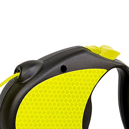 FLEXI Neon Retractable Dog Leash (Cord) 16 ft, Medium, Black/Neon (PN2.266.S NEO.15) - size: Medium (Pack of 1)