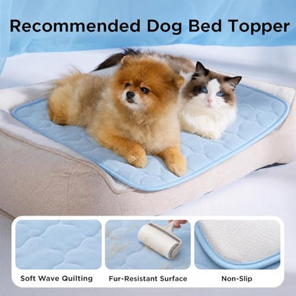 Pet Cooling Mat for Dogs, Breathable & Washable Cat Cooling Mat, Thin & Portable Dog Bed for Crate Kennel Car Sofa Floor, Q-Max>0.4 Indoor Outdoor Summer Use, 24x18, Blue - size: 24" x 18" (S)