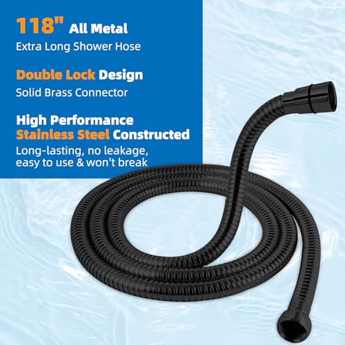 Hibbent All Metal Dog Sprayer Attachment Set, Stainless Steel Pet Shower Sprayer for Dog Washing and Bathing, 4 Sprays Handheld with Pause Mode, Brass Shower Diverter, 119" Hose, Oil-rubbed Bronze - color: Oil Rubbed Bronze