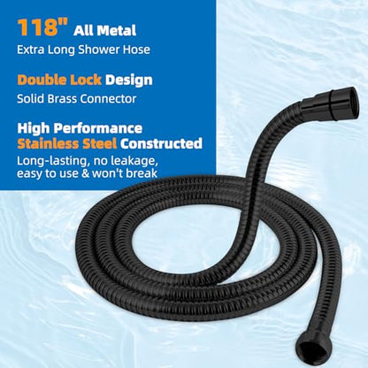 Hibbent All Metal Dog Sprayer Attachment Set, Stainless Steel Pet Shower Sprayer for Dog Washing and Bathing, 4 Sprays Handheld with Pause Mode, Brass Shower Diverter, 119" Hose, Oil-rubbed Bronze - color: Oil Rubbed Bronze