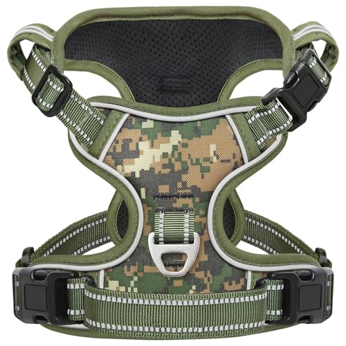 Timos Dog Harness Small Sized,No Pull Dog Harness Adjustable Metal Rings 3 Buckles,Reflective No Choke with Easy Control Handle for Small Dogs,Military Green S - color: Military Green, size: Small (Pack of 1)