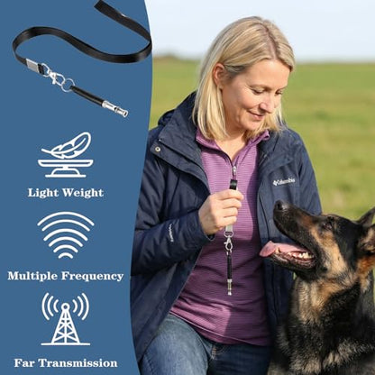 2Pcs Dog Whistle, Professional Ultrasonic Dog Whistle to Stop Barking, Adjustable Pitch Silent Dogs Whistles with Lanyard for Recall & Obedience Training