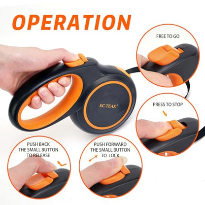 Retractable Dog Leash, Great Leash Retractable for Small/Medium/Large Dogs up to 110 lbs, Strong Nylon Tape, Tangle Free, One-Hand Brake - color: Black