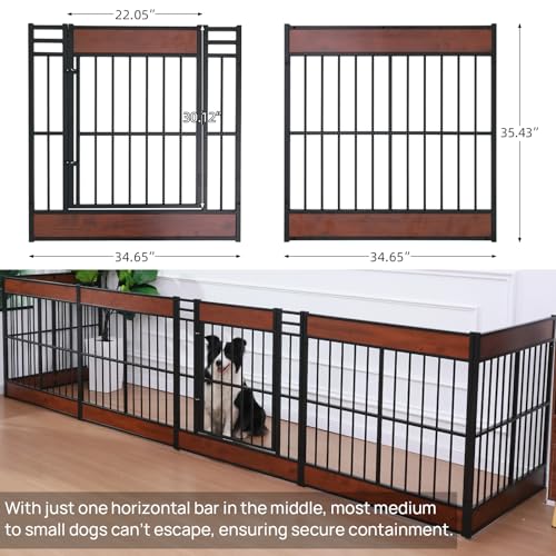 Dog Playpen, 35.4" Height Dog Pen Indoor, Heavy Duty, Safe and Sturdy, Furniture Style Puppy Pen (12 Panels (35.4" High), Mahogany) - color: MAHOGANY, style: 12 Panels (35.4" High)