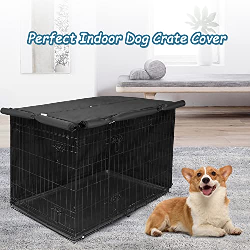 Deblue Durable Medium Dog Crate Cover, Windproof Dog Kennel Covers Fit 30 inch Wire Crate Cover Black - (30 inches, Black) - color: Black, size: 30.0"L x 19.0"W x 21.0"H