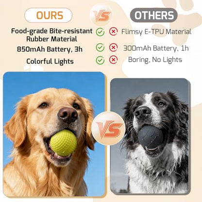 SNOYWEN Smart Interactive Dog Toy, Automatic Moving Bouncing Rolling Ball, Food-Grade Rubber Material IPX7 Waterproof Active Ball for Medium and Large Dogs (Yellow) - color: Yellow
