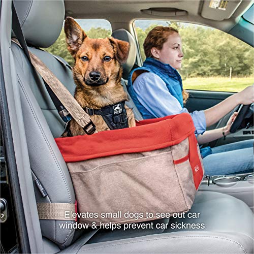 Kurgo Dog Booster Seat - Keeps Dogs Secure & Comfortable - Waterproof Exterior - Removable Washable Liner - Dog Car Seat with Harness Strap - Collapsible - Heather Style - Khaki - color: Heather Khaki, style: Original Packaging