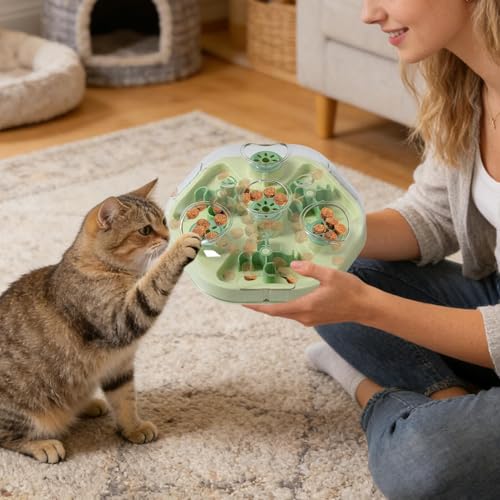 Dog Treat Puzzle - Slow Feeding Game, Pet Treat Strategy Toy, Reward Based Feeder | Stimulating Home Play Boredom Relief Puppy Kitten Medium Large Breed Skill Building Food Activity Puzzle - color: Green