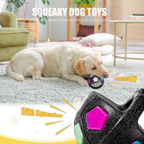 Dog Toy Ball with Handle, Toss and Fetch Play, Interactive Ball for Dogs Playing, Squeaky Floating (Black) - color: Black without ball inside (1-pack)