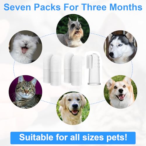 25Pcs Cat & Dog Toothbrush Soft Fabric Pet Finger Toothbrush Kit Washable & Reusable Oral Cleaning Wipes for Puppies Kittens at Home Dental Care (White and Clear)