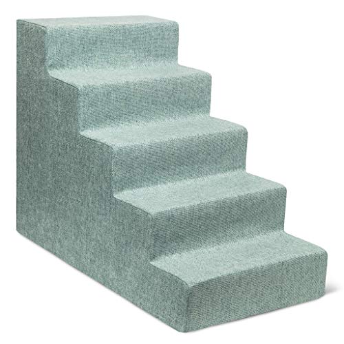 Best Pet Supplies Dog Stairs & Steps - Foam Steps for Small Dogs & Cats, Non-Slip Indoor Balanced Pet Step Support, Dog Ramp, No Assembly, Pale Teal, 5-Step (22.5-inch Height) - color: Pale Teal, size: 22.5 inches