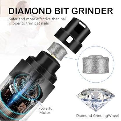 Silent Dog Nail Grinder, 2025 Upgraded Pet Nail Trimmer with 2-Speed Settings & 3 Grinding Ports, USB Rechargeable Dog Nail Clippers for Small, Medium & Large Pets