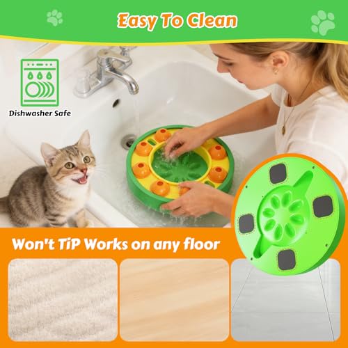 Dog Food Puzzle Toys Interactive Game Toy for IQ Training Enrichment Dog Food Puzzle Slow Feeder for Small, Medium Dogs and All Cats (Green Bowl) - color: Green Bowl