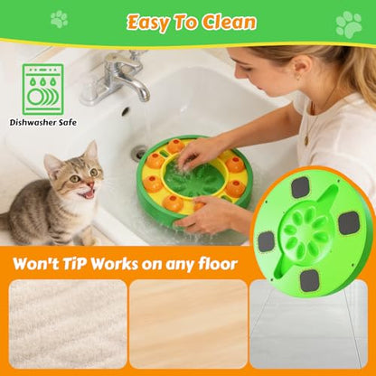 Dog Food Puzzle Toys Interactive Game Toy for IQ Training Enrichment Dog Food Puzzle Slow Feeder for Small, Medium Dogs and All Cats (Green Bowl) - color: Green Bowl