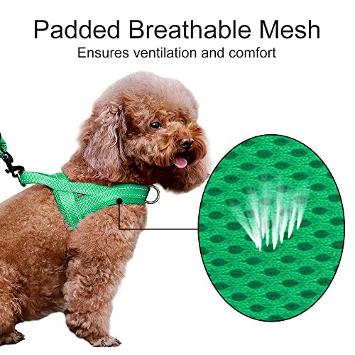Plutus Pet No Pull Dog Harness with Breathable Mesh Padded, Adjustable Reflective Escape Proof Dog Harness, Quick Fit Dog Vest Harness for Small Medium Large Dogs(XS, Green) - color: Green, size: XS: chest 13.8"-17.3"
