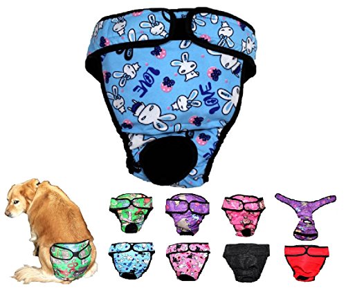 Dog Diaper Reusable Washable Female Girl for Medium & Large Big Dog Breeds Size L, XL, XXL DELIVERY 2-4 Days! (Large: Waist 20" - 24", Blue Bunny) - color: Blue Bunny, size: LARGE: Waist 20" - 24"