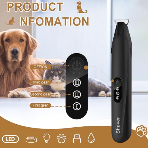 New Pet Precision Trimmer,Pet Dog Paw Trimmer with LED Light,3 Adjustable Speeds, Low Noise, for Trimming Paws, Eyes, Ears, Between Toes, USB Rechargeable