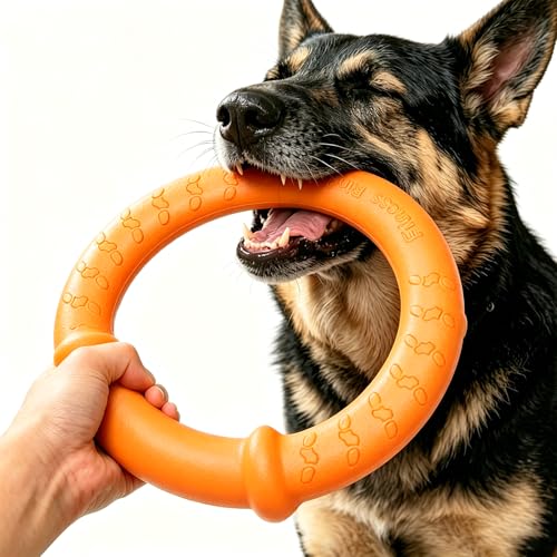 LaRoo Dog Ring Toy, Durable Soft Flying Disc, Thickened, Floatable Dog Chew Ring for Medium Large Dogs, Interactive Tug of War & Fetch Toy for Outdoor Training, Teeth Cleaning & Exercise (Orange) - color: Orange-Thickened L