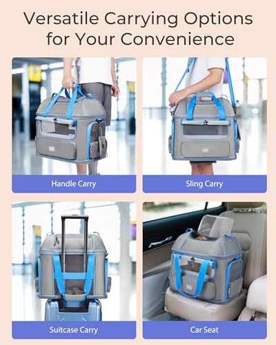 Expandable Cat Dog Carrier: NOBLE DUCK Soft-Sided Pet Carrier Airline Approved Large Small Medium Collapsible Portable Travel Up to 25 Lbs Green - color: 1-Green, size: Medium