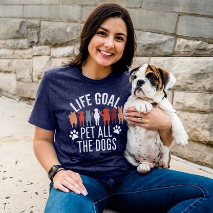 Dog Mom T-Shirt for Women - Pet Lover Shirt With Funny Saying Letter Print - All The Dogs Dog Mama Tee Top - color: Dark-blue, size: Small